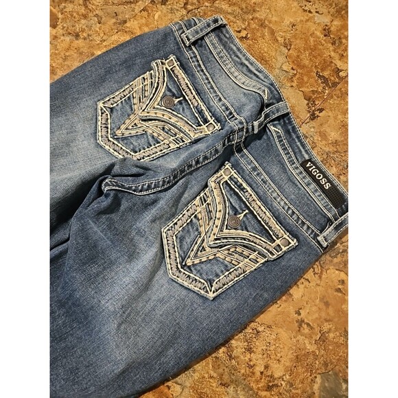 Vigoss Capri Jeans Women's 2 L25 Heritage Fit Blue Denim Embroidered (A193) - Picture 9 of 10